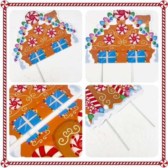 Gingerbread Christmas Decorations Outdoor Yard Signs- 5 Pack Plastic Gingerbread - Picture 6 of 7